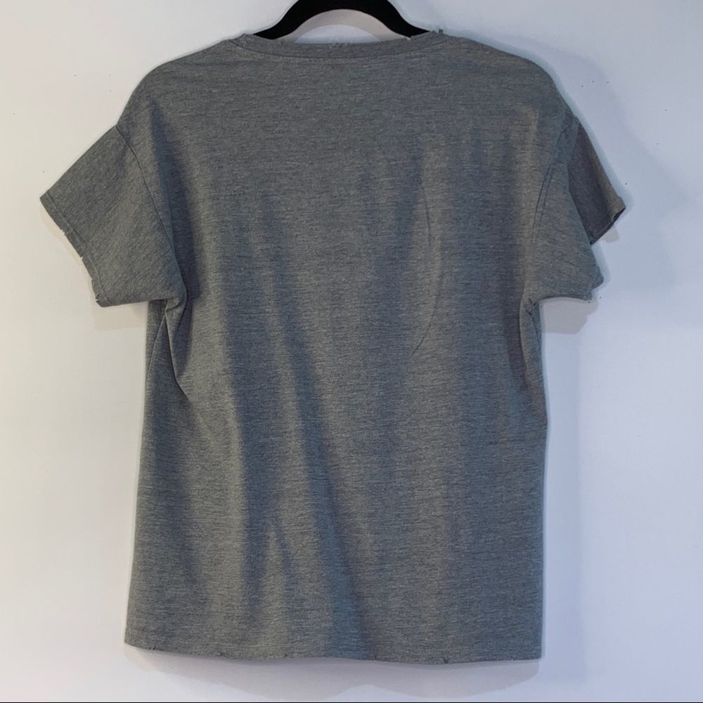 Topshop gray distress T-shirt women’s 8276 - Picture 7 of 9